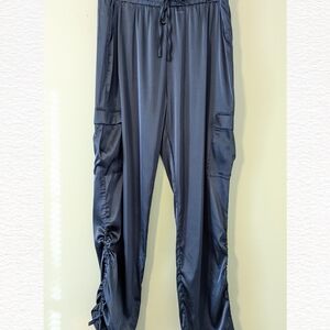 Satin Joggers Dark Blue Size Large